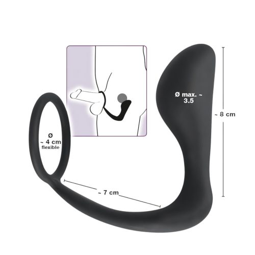 Black Velvets - anál plug péniszgyűrűvel (fekete)