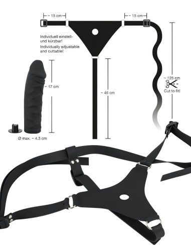 You2Toys - Silicone Strap-On - felcsatolható dildó (fekete)