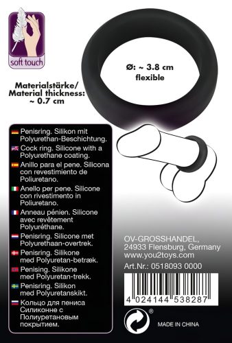 Black Velvets - vastagfalú péniszgyűrű (3,8 cm, fekete)