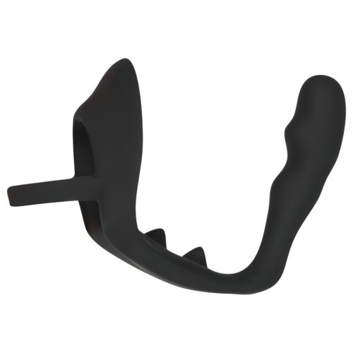 Black Velvets - pénisz- és heregyűrűs anál dildó (fekete)