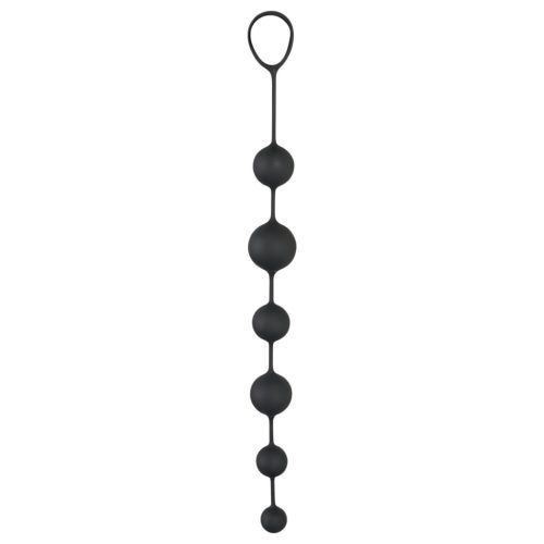 Black Velvets - 7 gyöngyös anal beads kihúzó gyűrűvel (fekete)