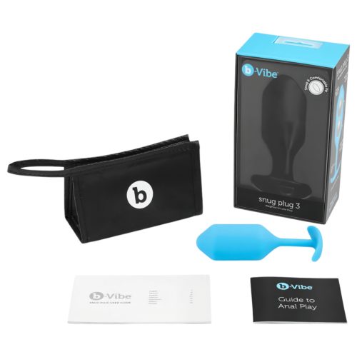 b-Vibe Snug Plug 3 - dupla golyós butt plug (180 g, kék)