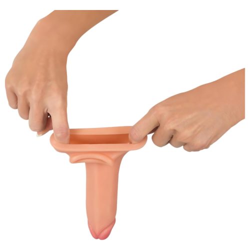 realistixxx - heregyűrűs hosszabbító péniszköpeny - 19 cm (natúr)