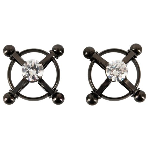 Bad Kitty - csavaros mellbimbó ékszer (strasszos) - fekete