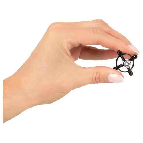 Bad Kitty - csavaros mellbimbó ékszer (strasszos) - fekete