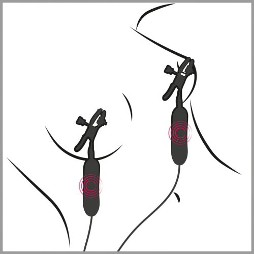 Pipedream - Fetish - rezgő mellbimbó csipesz (fekete)