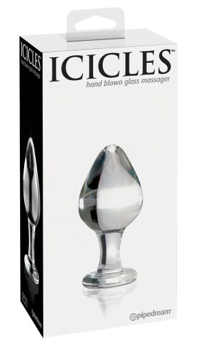 Icicles No. 25 - kúpos, üveg anál plug (átlátszó)