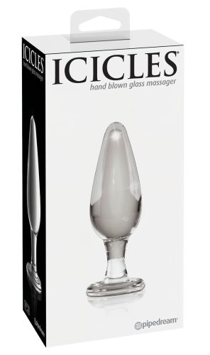 Icicles No. 26 - kúpos, üveg anál plug (átlátszó)