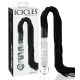 Icicles No. 38 - bőr korbács és üveg dildó (átlátszó-fekete)