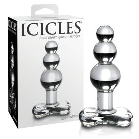  Icicles No. 47 - tripla gyöngyös, üveg anál plug (átlátszó)