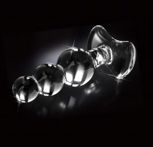 Icicles No. 47 - tripla gyöngyös, üveg anál plug (átlátszó)