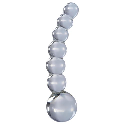 Icicles No. 66 - íves, gömbös, üveg dildó (átlátszó)
