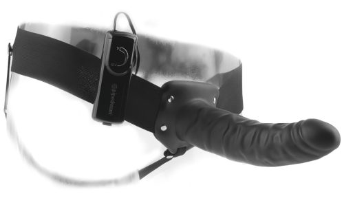 Pipedream Fetish Strap-On 8 - felcsatolható, üreges vibrátor (fekete)