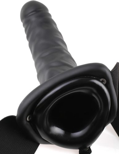 Pipedream Fetish Strap-On 8 - felcsatolható, üreges vibrátor (fekete)