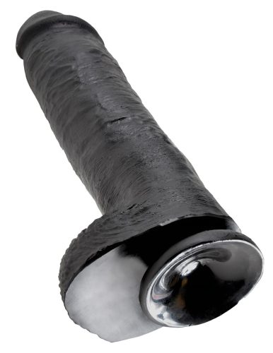 King Cock 11 - nagy tapadókorongos, herés dildó (28cm) - fekete