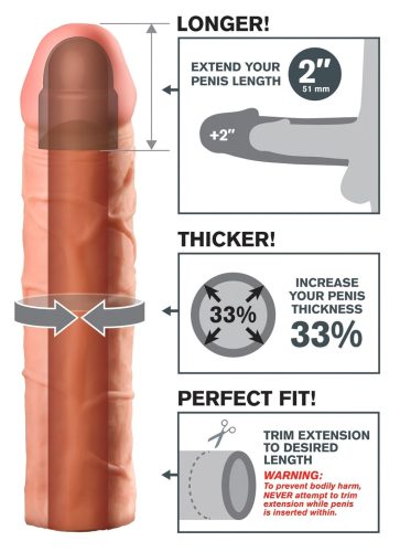 Pipedream - X-TENSION Perfect 2 - élethű péniszköpeny (20,3 cm, natúr)