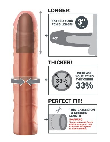 Pipedream - X-TENSION Perfect 3 - élethű péniszköpeny (22,8 cm, natúr)
