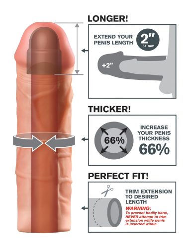 Pipedream - X-TENSION Mega 2 - élethű péniszköpeny (20,3 cm, natúr)