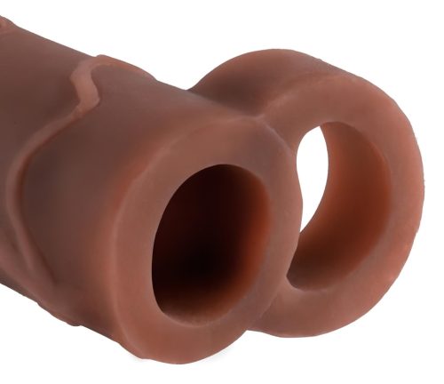 Pipedream X-TENSION Perfect 2 - heregyűrűs péniszköpeny - sötét natúr (19cm)