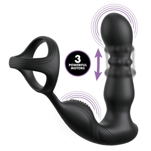 Pipedream Anal Fantasy Ass-Gasm - forgó fejes anál vibrátor péniszgyűrűvel (fekete)