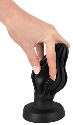 ANOS - bordázott puha butt plug - 7cm (fekete)