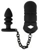 Black Velvets - szilikon pénisz ketrec anál pluggal (fekete)