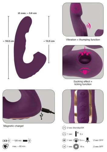 Javida - 4in1 csiklóizgató vibrátor (lila)