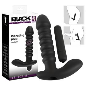 Black Velvets redős vibrátor - közepes (fekete)