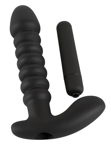 Black Velvets redős vibrátor - közepes (fekete)