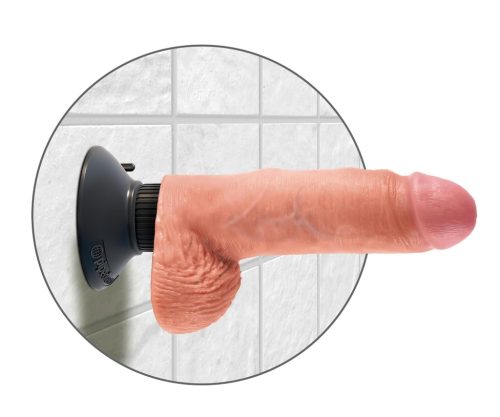 King Cock 7 tapadókorongos vibrátor (18 cm) - natúr