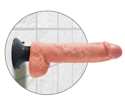 King Cock 10 tapadókorongos vibrátor (25 cm, natúr)