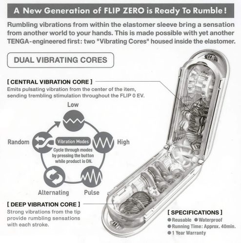 TENGA Flip Zero - vibrációs maszturbátor férfiaknak (fehér)