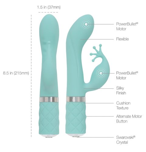 Pillow Talk Kinky - akkus, 2 motoros G-pont vibrátor (türkiz)
