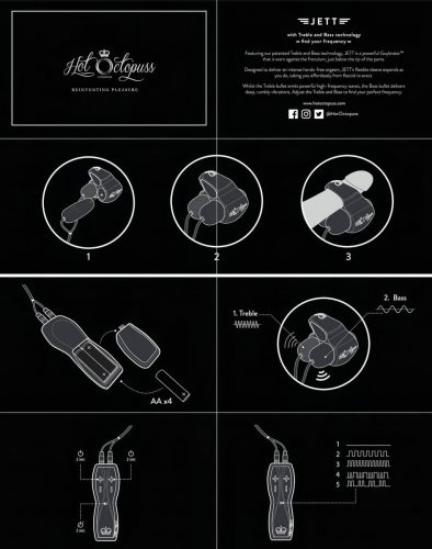 HOT Octopuss JETT - 2 motoros makkvibrátor (fekete)