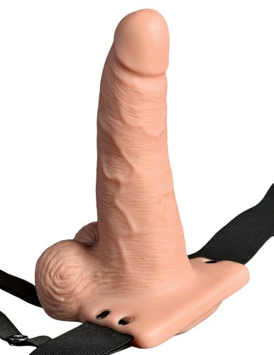 Pipedream - Fetish Strap-On 6 - felcsatolható, üreges vibrátor (natúr)