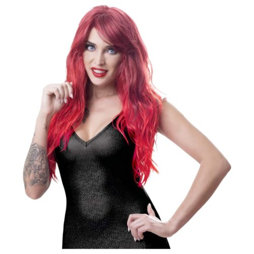 Cottelli - Hosszú, hullámos, frufrus paróka (piros)