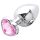 Sunfo - fém anál plug szív alakú kővel (ezüst-pink)