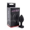 Sunfo - szilikon anál plug szív alakú kővel (fekete-fehér)