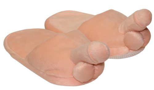 Plüss papucs natúr - pénisz formájú