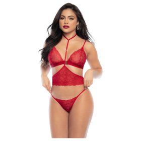  Mapalé - 3 részes erotikus fehérnemű melltartó szett (piros, S/M)