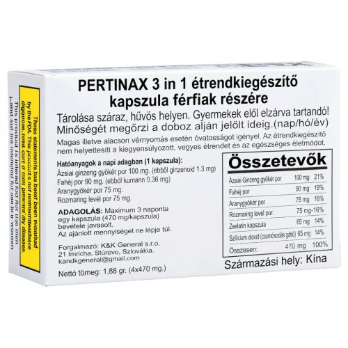Pertinax 3in1 Plus - étrend-kiegészítő kapszula férfiaknak (4 db)
