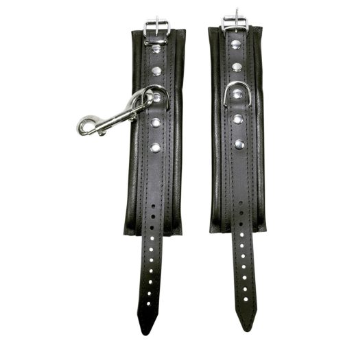 ZADO - bőr csukló bilincs és karabiner (fekete)