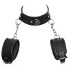 ZADO - bőr nyakörv bilinccsel, bondage szett (fekete)