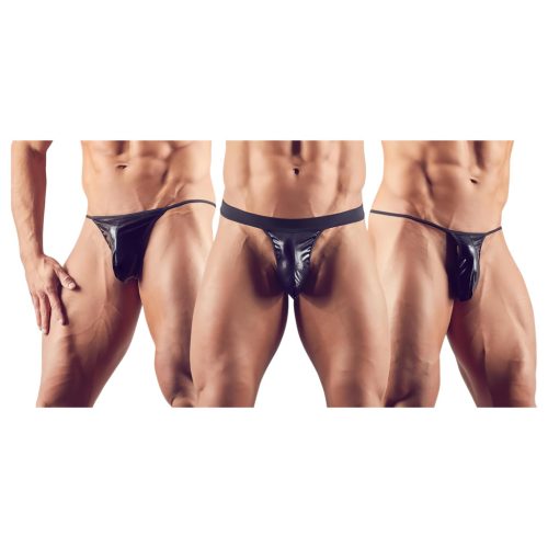 Svenjoyment - fekete férfi tanga szett, 3 részes (S-L)