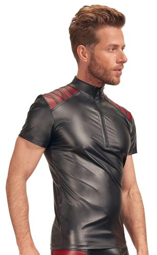 NEK - piros betétes, cipzáras férfi felső (fekete)