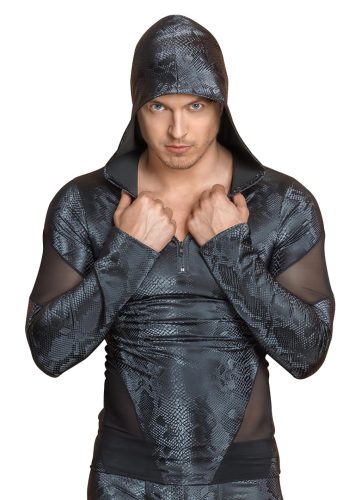 NEK - kígyóbőr mintás, kapucnis férfi felső (fekete)