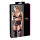 Cottelli Plus Size - csipke fehérnemű trió (fekete)