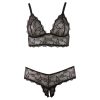 Cottelli Plus Size - csipke melltartó szett (fekete)