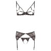 Abierta Fina - csillogó csipke varázs - melltartó szett (fekete)