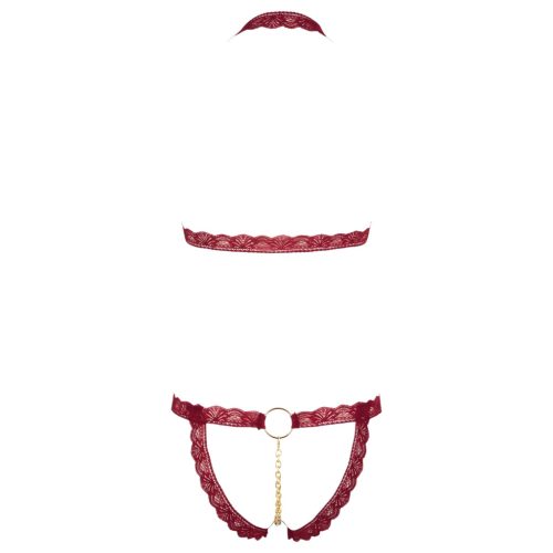 Cottelli - fém gyűrűs, nyitott melltartó szett (piros)